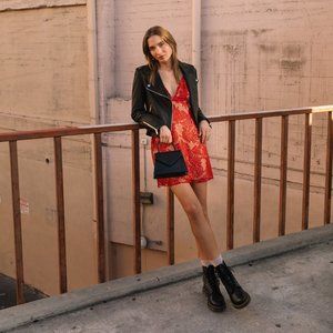 Free People Night Shimmers Lace Sequined D Red